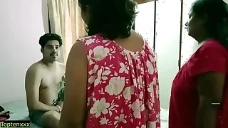 Desi bhabhi added to her stepsister caught devar masturbate! Indian sex